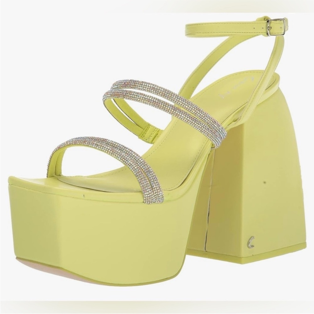 Circus by Sam Edelman Lime Green Platform Sandals with Rhinestone Straps - Picture 6 of 11